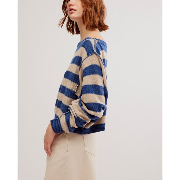 FREE PEOPLE Into The Blue Pullover / Blue Combo - Picture 7 of 9